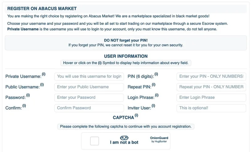 Abacus Registration Page